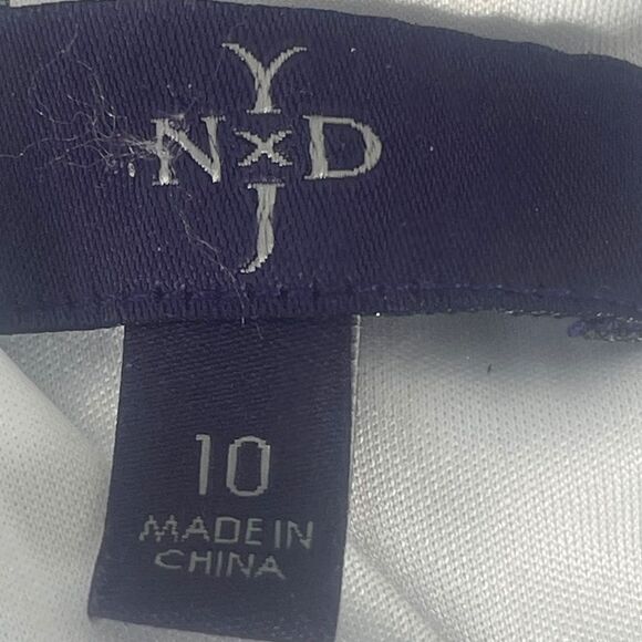 NYDJ Navy/White Abstract Striped Tie Waist Dress Sz 10 - Picture 7 of 10